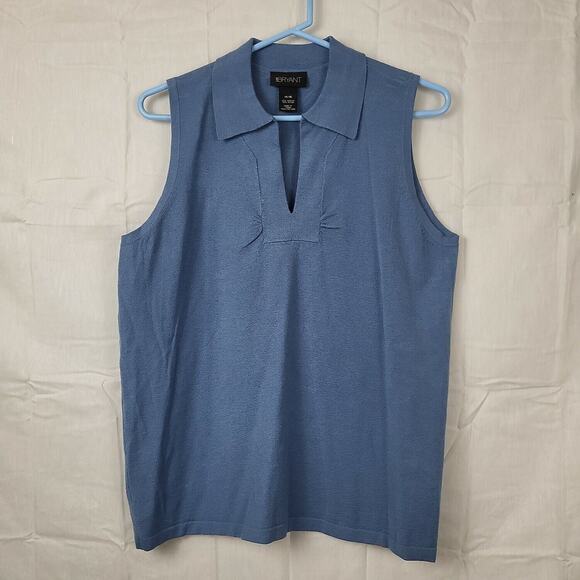 Lane Bryant Tops - Lane Bryant Womens Blue Sleeveless Collared Pullover Blouse Top Size 14/16